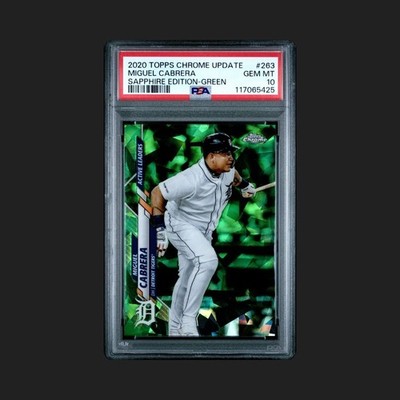 2020 TOPPS CHROME UPDATE SAPPHIRE MIGUEL CABRERA GREEN REFRACTOR/45 PSA 10...