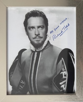 Richard Todd, ikonischer Schauspieler, handsigniert gerahmt 25cm x 20cm Werbefoto & COA