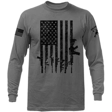 Gun Flag 2nd Amendment Veteran Military Patriotic US Flag Long Sleeve T-Shirt