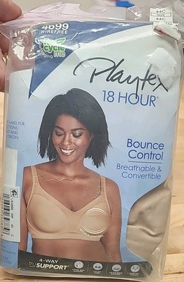 Playtex 18 Hr 4 Way Support with Bounce Control Bra (4699 Wirefree) 40DD - Taupe