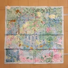Hermes Scarf Stole Faubourg Tropical Blue Green Floral Silk Auth New Carre 90