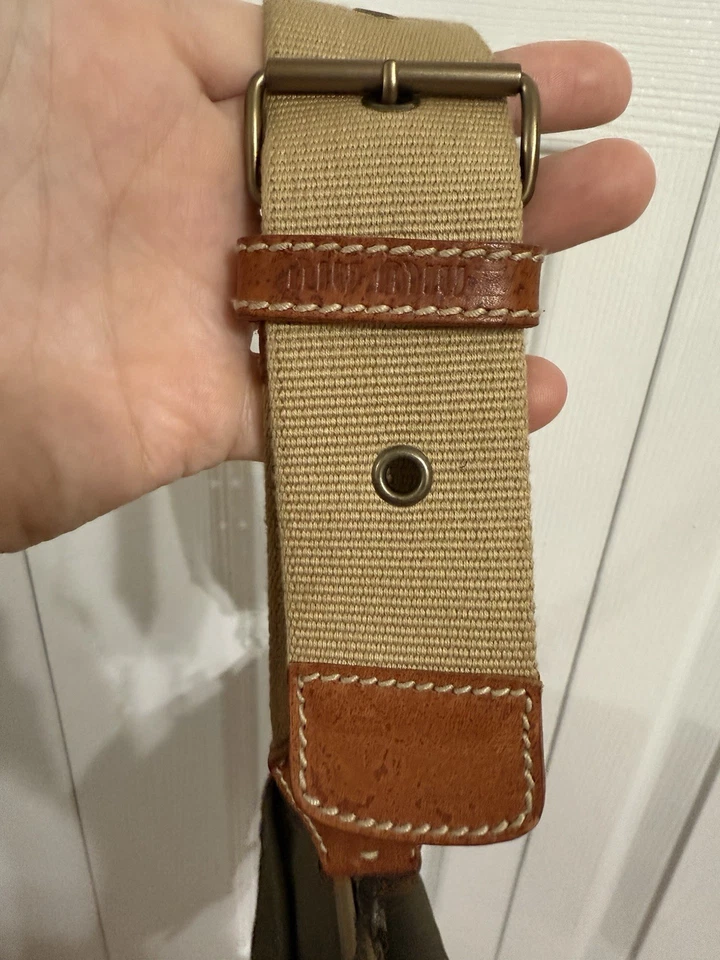 NWOT Miu Miu Canvas Mini Shoulder Bag In Army Green with Gold Hardware - Image 3 of 4