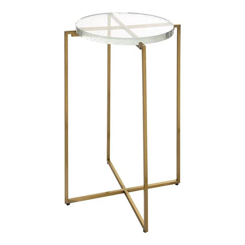 Uttermost Star-Crossed Stainless Steel Base w/Glass Top Accent Table Gold/Clear - Picture 1 of 8