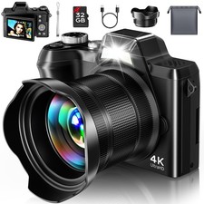 4K 56MP Digital Camera 16X Zoom 180 Flip Screen Vlogging Camera 32GB