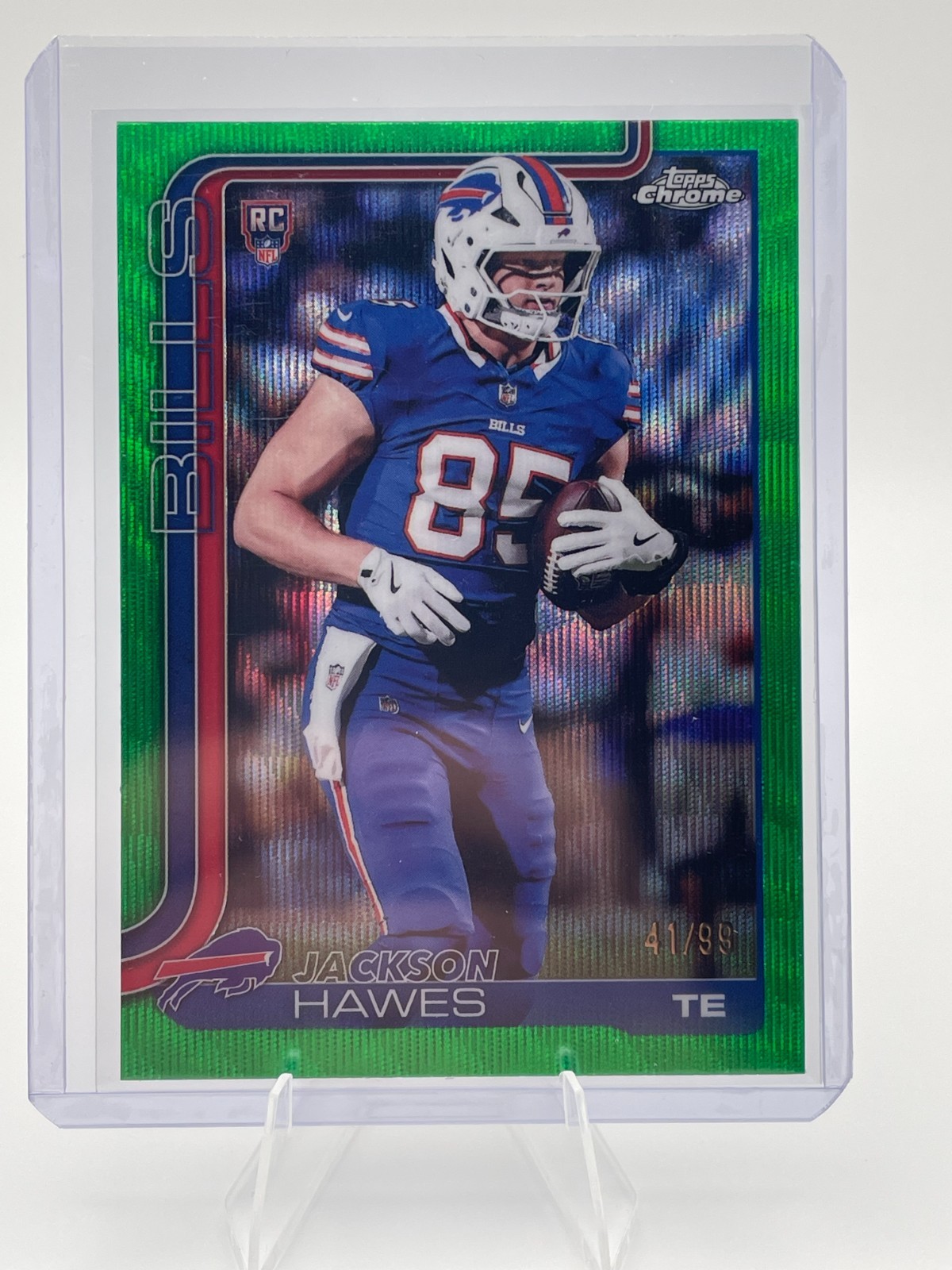 2025 Topps Chrome Jackson Hawes RC Rookie #397 Buffalo Bills Green Wave /99