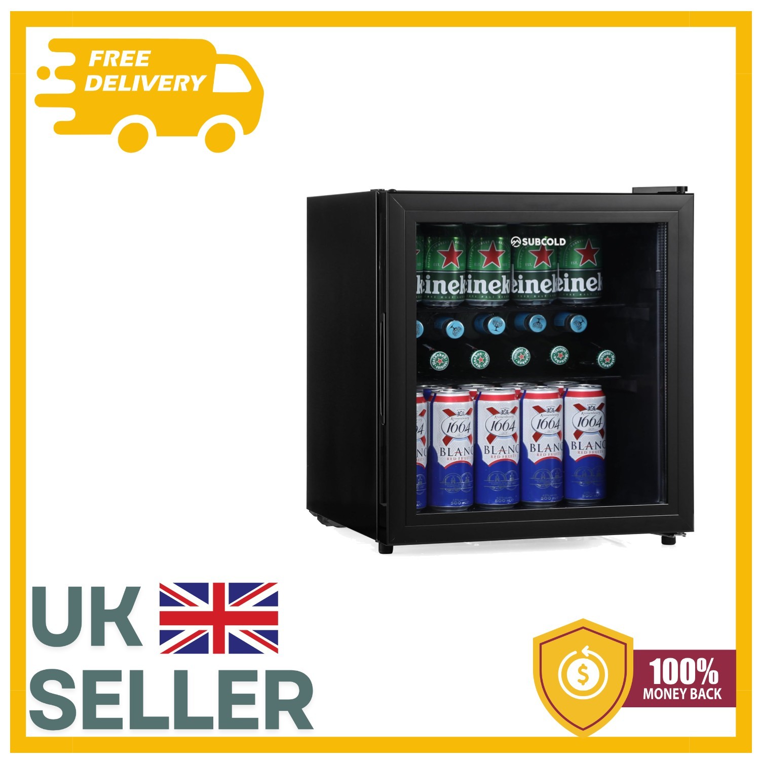 Cave50 Mini 50L Fridge with Glass Door – Quiet, Energy Efficient Drinks Cooler