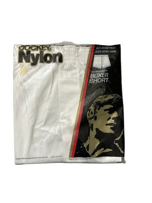 1970s NOS Jockey Nylon Thorobred Tapered Slim Guy Boxer Short Brown 34 NEW VTG
