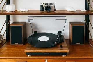 Lenco LS 100WD Turntable with Speakers Wood Bluetooth Vinyl Record Player