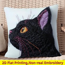 2D Flat Printing Cute Black Cat Plush Pillow Covers Cushion Case Perfect Gift