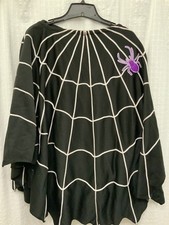 Spider Web Poncho Costume Shawl Asymmetrical Top Black White Collections Etc.