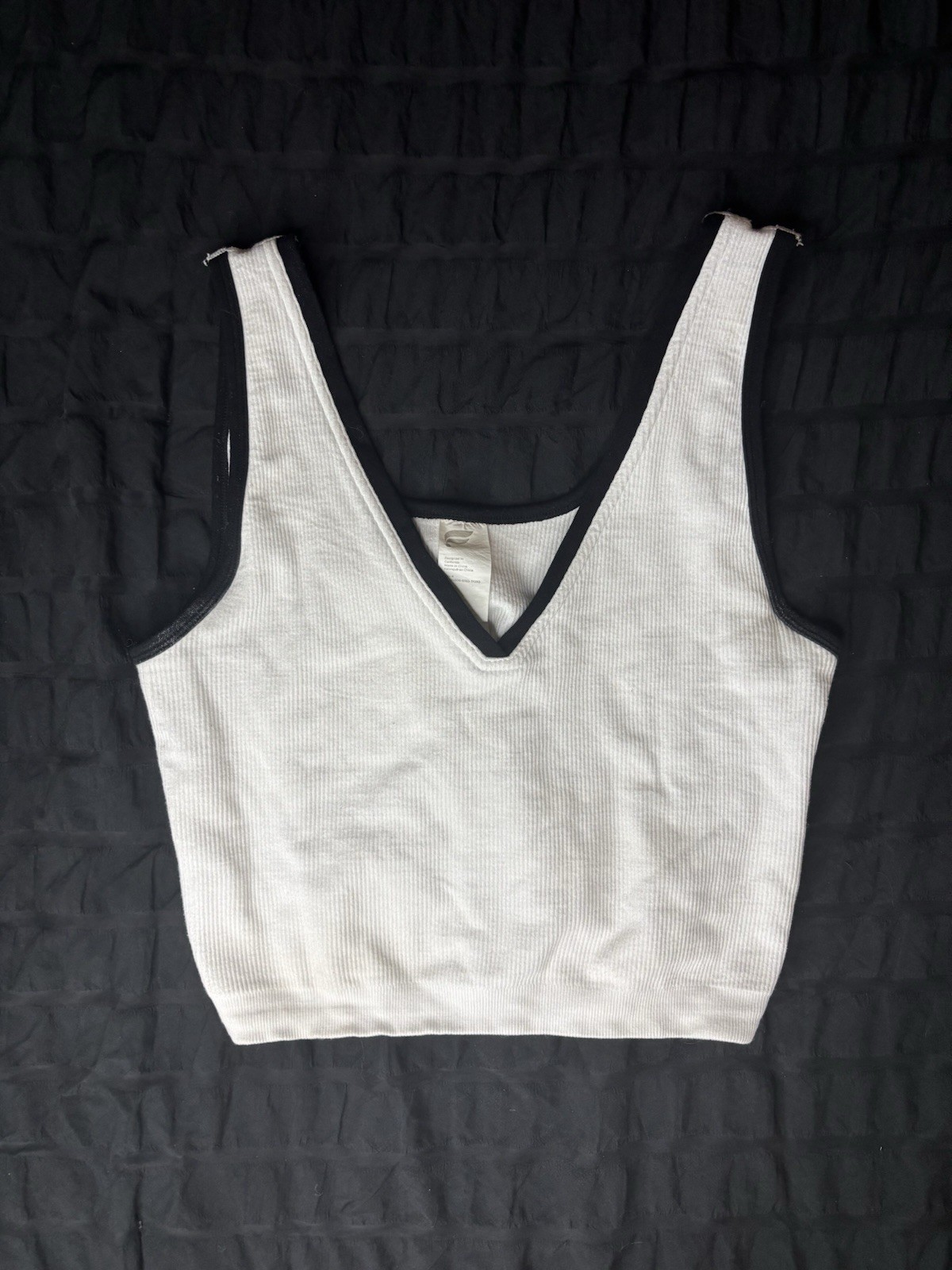 Fabletics Cropped Ribbed Compression Top – White/… - image 1