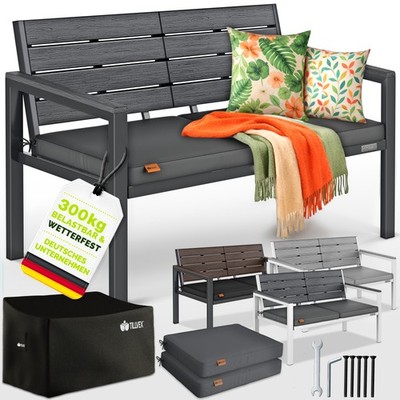 tillvex  Gartenbank 2-4 Sitzer Parkbank Kunststoff Terrasse Sitzbank Garten Bank