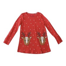 Mini Boden Reindeers Red Tunic Size 8/9