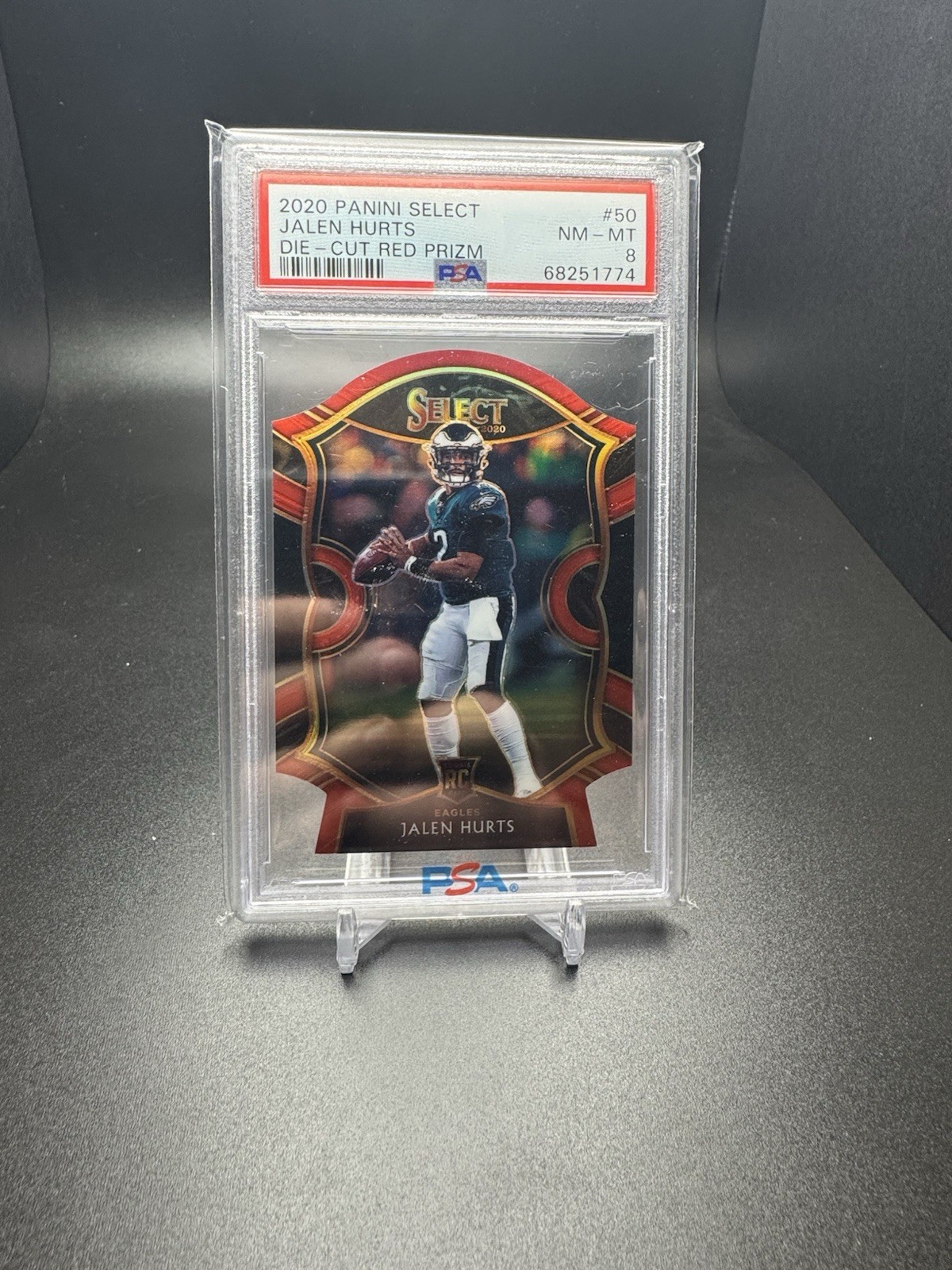 2020 Panini Select - Concourse Red Prizm Die-Cut #50 Jalen Hurts (RC) PSA 8