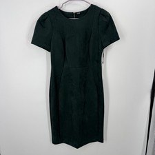 Calvin Klein Faux Suede Dress Womens 8 Green Holiday Christmas Attire