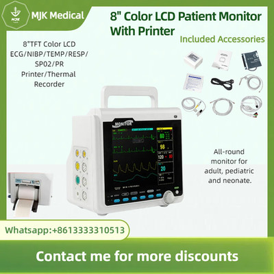 8'' Patient Monitor+Printer - ECG, NIBP, RESP, SPO2, PR, TEMP Vital Signs