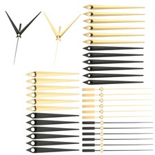 12 Set Aluminum Clock Hands Kit for Repair DIY, Black/Gold Style 15