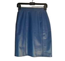1980's, Blue Leather Vintage Skirt, Reed Sportswear, Made In The USA, Mid Sz 4
