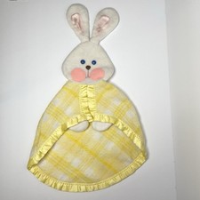 Vintage Fisher Price Plaid Bunny Lovey Security Blanket 1979 Yellow