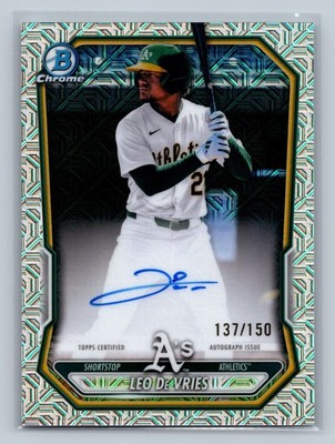 Leo De Vries 2026 Bowman Chrome HTA Mojo Refractor Auto /150 #CPA-LDE Athletics