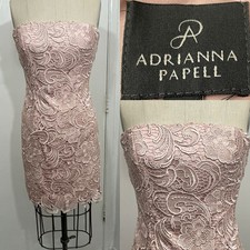 Adrianna Papell Size 4 Pale Pink Blush lace dress. Wedding, Party, Cruise.