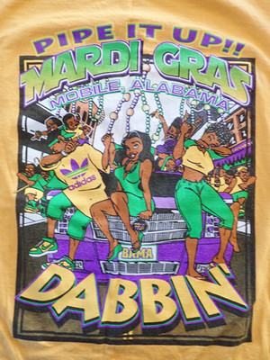 Pipe It Up Mardi Gras DABBIN' Shirt Mobile Alabama T-Shirt Sz 3XL Double-Sided