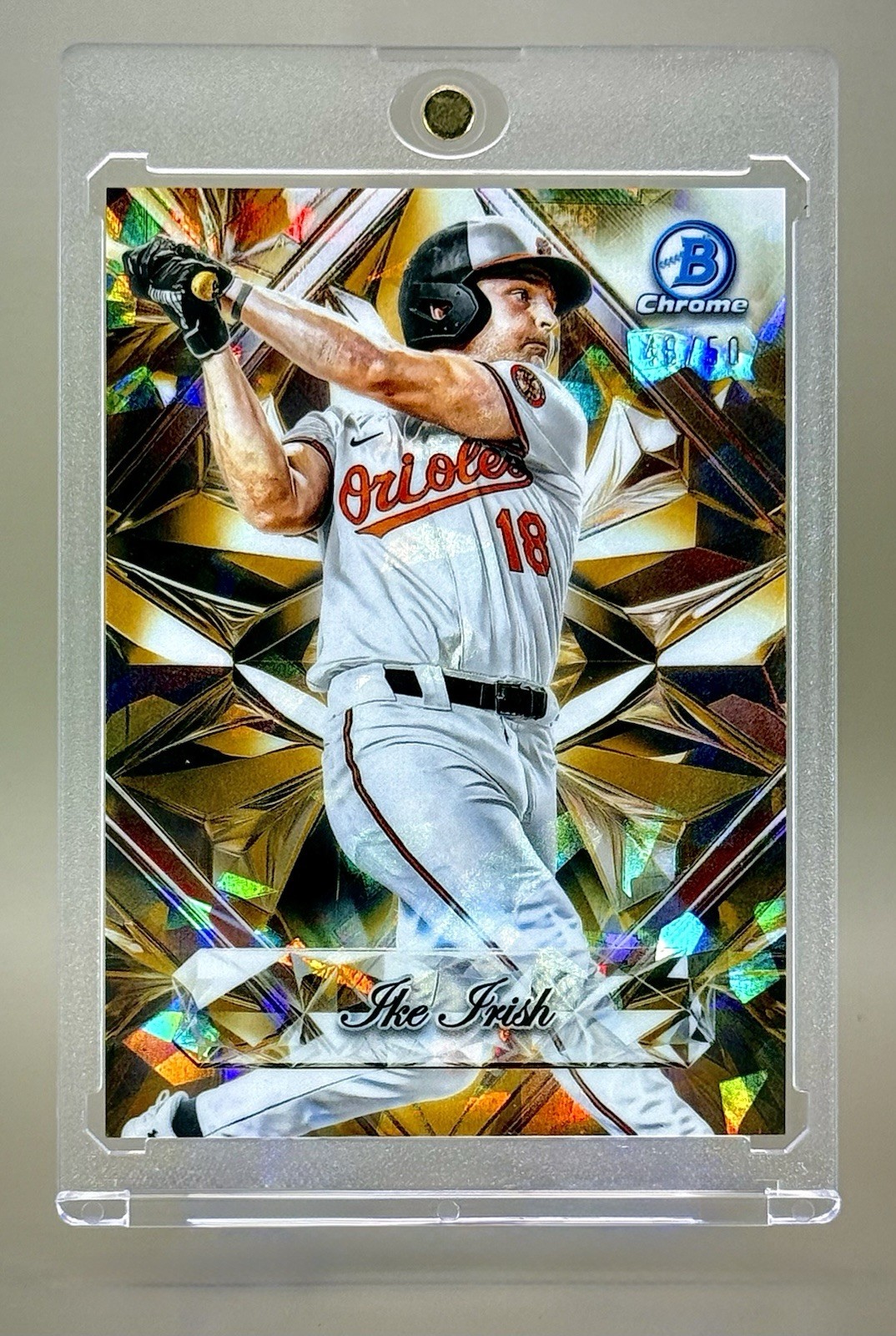 Ike Irish 2025 Bowman Draft #SS-7 Sapphire Selections Gold Refractor #/50 SP