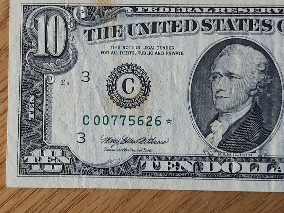 1993 $10 "STAR NOTE" PHILADELPHIA DISTRICT C00775626* - Image 3 of 4