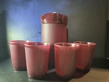 Kids Mini Tupperware Cranberry Tumblers with Push Button Pitcher Play Set