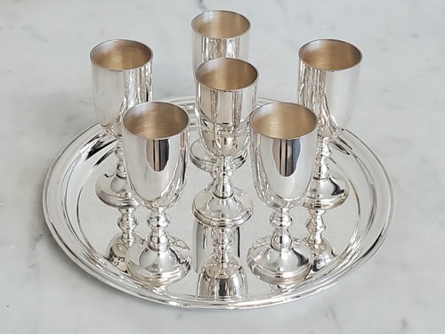 6 W & S  BLACKINTON  Co. SilverPlated Cordial Goblets ~ 8" Sheridan Serving Tray - Picture 1 of 17