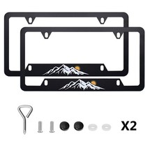 2x For Toyota Silverado Snow Mountain Sun Raised License Plate Frame Covers