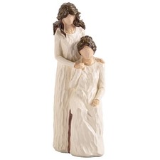 Mother Daughter Figurine 9.7 Inch Hand Painted Resin Sculpture Mom Gift Decor