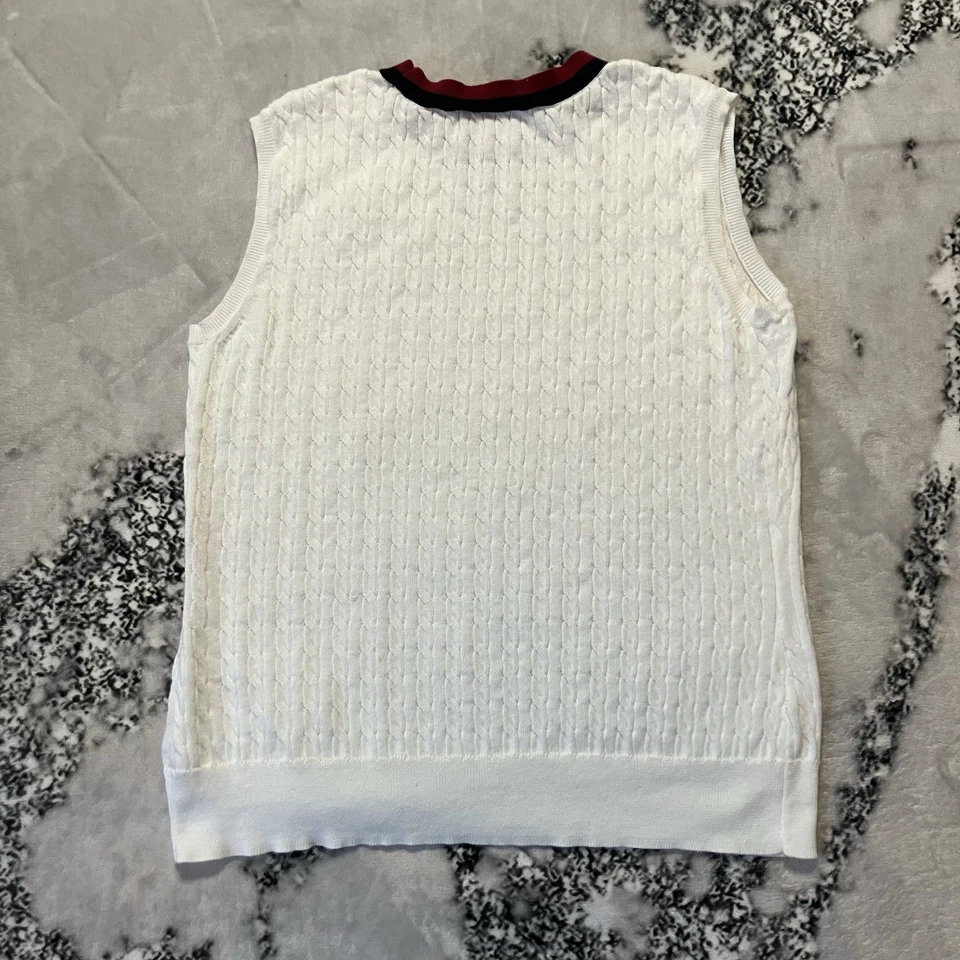 Brooks Brothers Sweater Womens Size Medium White Cable Knit Vest Old Money - Image 3 of 4