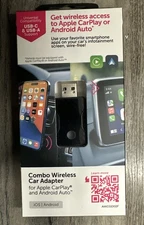 Aluratek Combo Wireless Car Adapter for Apple CarPlay and Android Auto