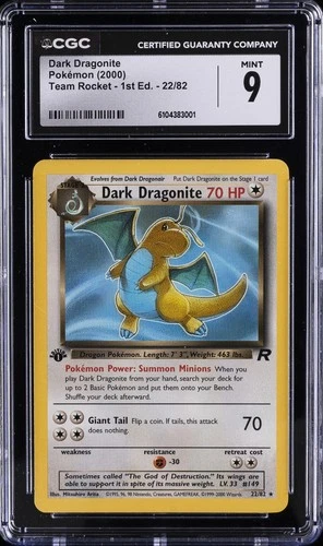 2000 POKEMON TEAM ROCKET 1ST EDITION #22 DARK DRAGONITE CGC 9