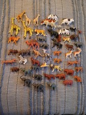 Vintage Plastic Animal Figure Lot 48pc Bulk Zoo Safari Farm Dinosaur Toy Huge