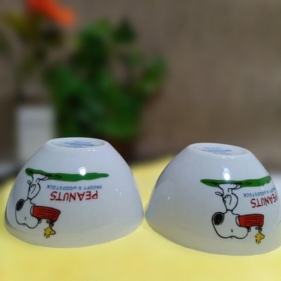 Snoopy Salad Bowl PEANUTS 2pc 13cm diam 7cm tall Limited non sale Item