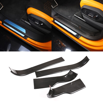4PCS Real Carbon Fiber Door Sill Scuff Plate Trim For Lamborghini URUS 2018-2023