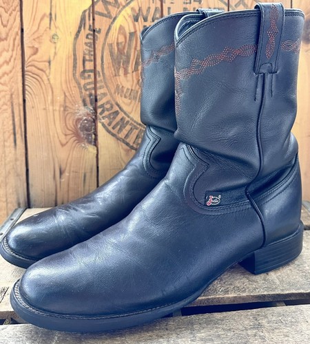 JUSTIN George Strait Ropers Boots Western Cowboy Men’s 10 D Black ...
