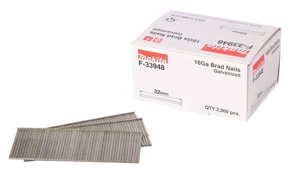 Makita 32mm 16Ga Brad Nails - 2000 Per Pack - F-33948