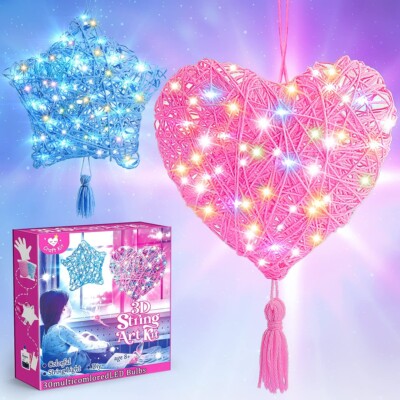EUCOCO Geschenke Mädchen 3D String Art Kit Kinder Bastelset Laterne 6-14 Jahre