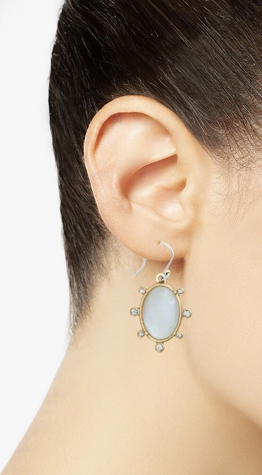   $29 LUCKY BRAND Tono Dorado Piedra Blanca y Cristal 1-2/3" Pendientes Colgantes X105 Foto 2 de 3