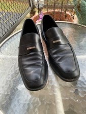Men's Ermenegildo Zegna Black Leather Slip On Dress Shoes Leather Sole Size 8D