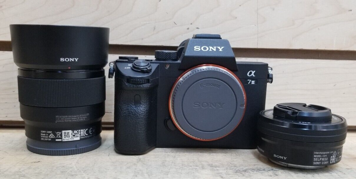 Sony a7 III  Mirrorless Digital Camera W/BATTERY, FE 1.8/50 & E3.5-5.6/PZ LENS