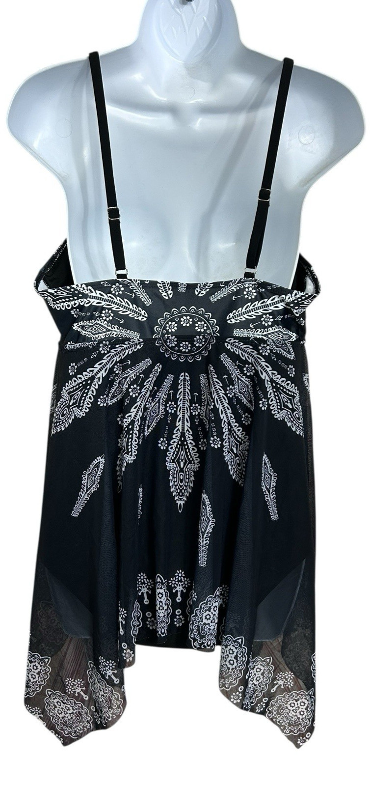 Black Handkerchief One Piece Swimsuit Size XL Slimming Removeable Pads Swimwear