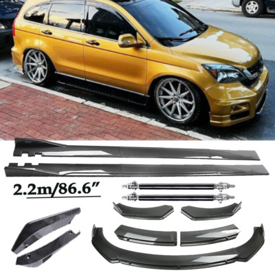 Carbon Fiber Front Bumper Lip Spoiler & Side Skirt For Honda Pilot 2003-2023