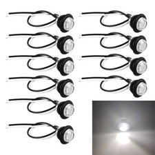 10X 3/4" 12V Marker LIGHTS LED Bullet White Car Truck Trailer RV Round Side Lamp