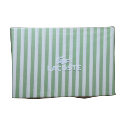 Lacoste 100% Cotton Crocod'Elle Queen Fitted Sheet Green/White Stripes 8955 270