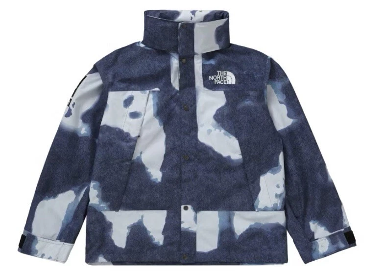 VESTE DE MONTAGNE NEUVE SUPREME X THE NORTH FACE IMPRIMÉ DENIM BLANCHI   LARGE