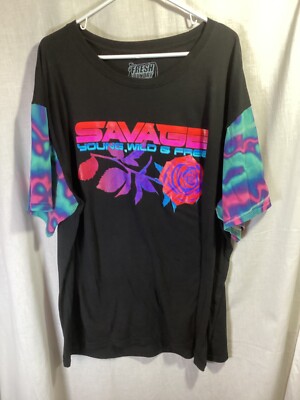 Savage (Young, Wild & Free) Black 4XL Cotton Blend Women s T Shirt T20
